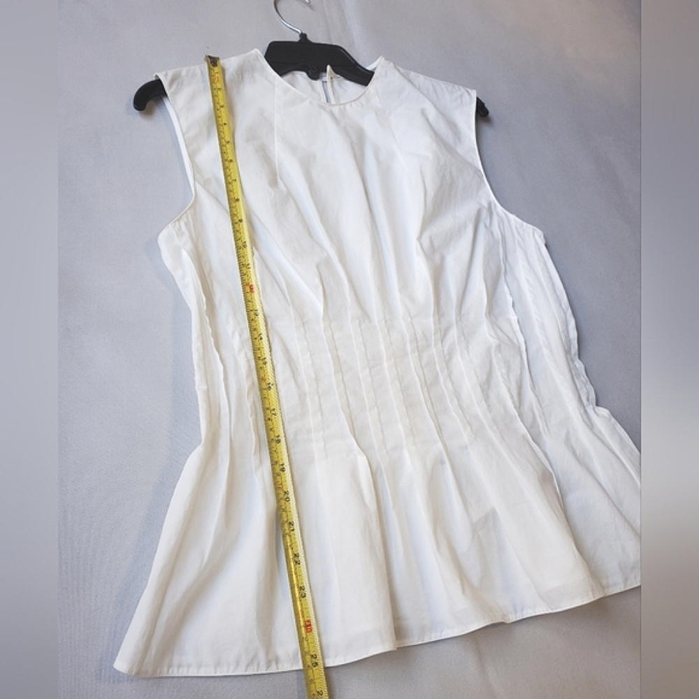 NWT$1,280 Khaite Westin Pintucked Seamed Cotton Poplin Top Sz 10 M - Picture 10 of 16